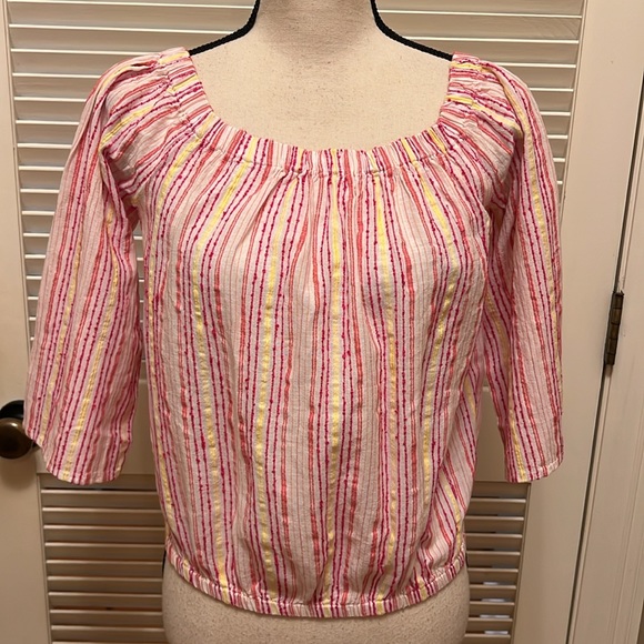 Michael Stars Johanna Striped Top in Magenta Multicolor, Size Medium - Picture 4 of 15